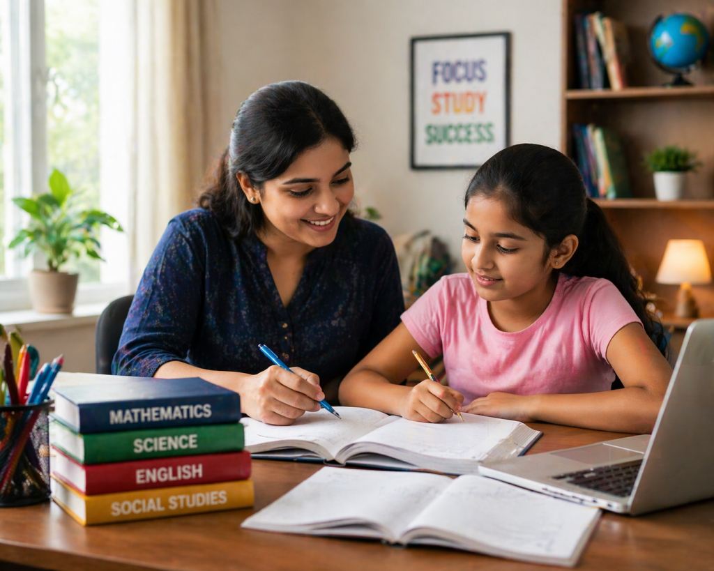 female tutor teaching a girl student