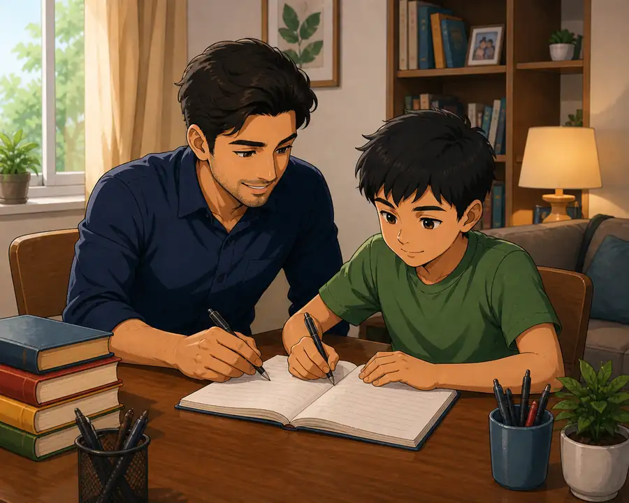 Male home tutor teaching student one on one at home in Nipania Indore