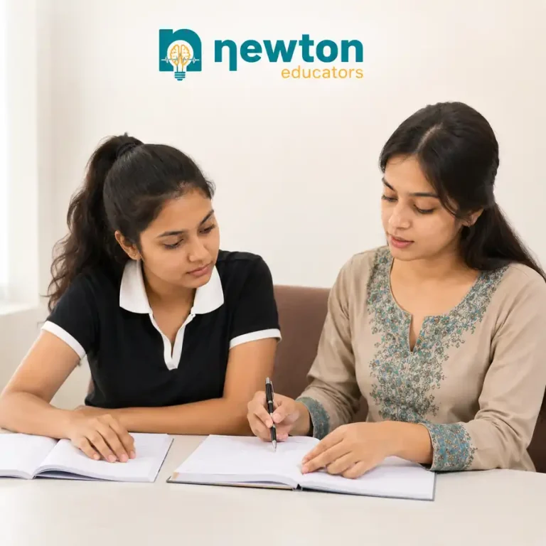 Female Home Tutor Teaching Student at Home | Newton Educators Indore